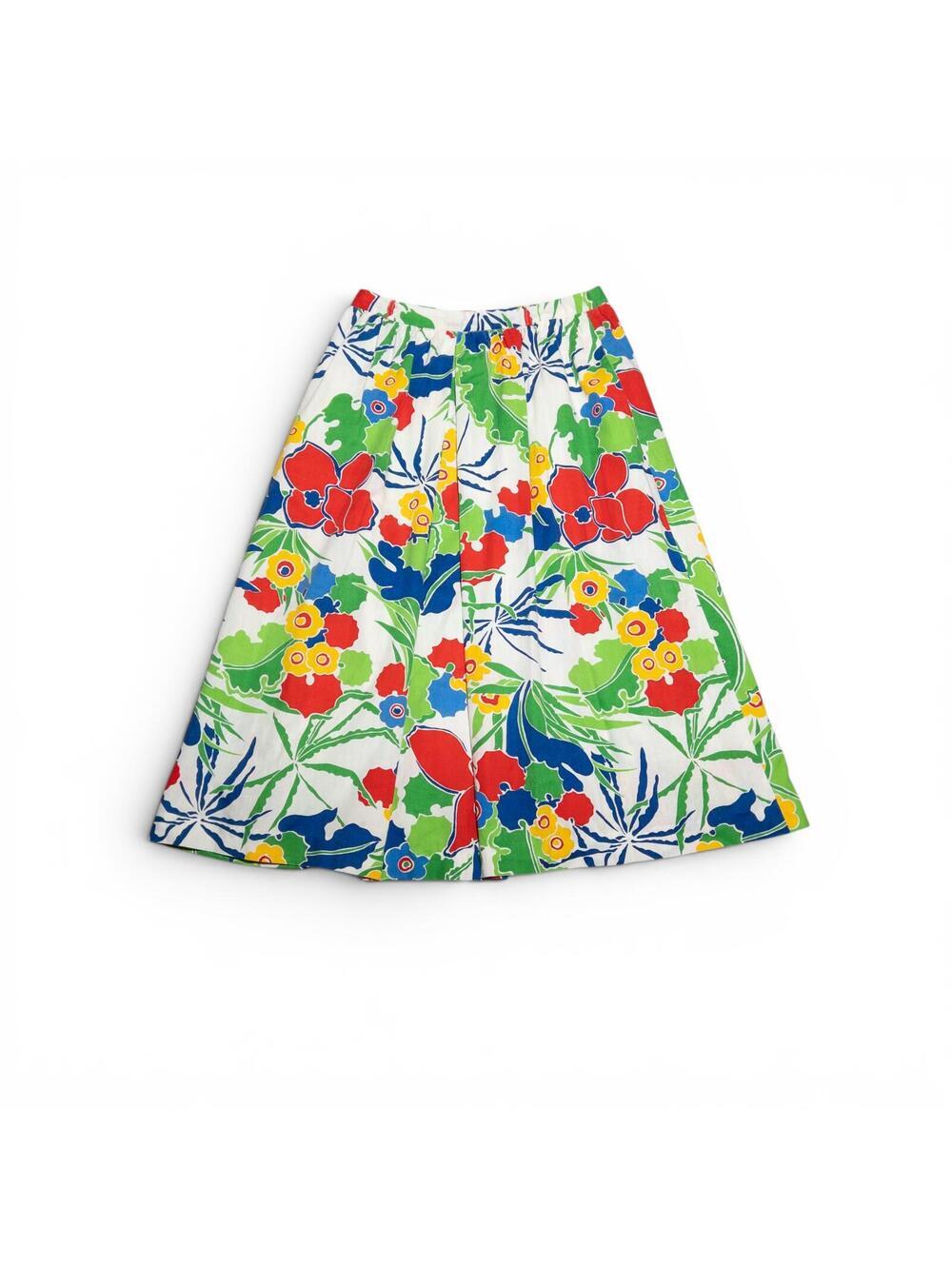 Vintage Floral Print Midi Skirt